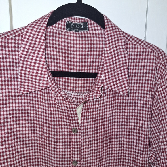 POL Tops - POL Women's Red Checkered Button Down Shirt NWOT